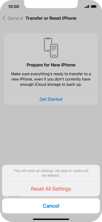Press Reset All Settings.