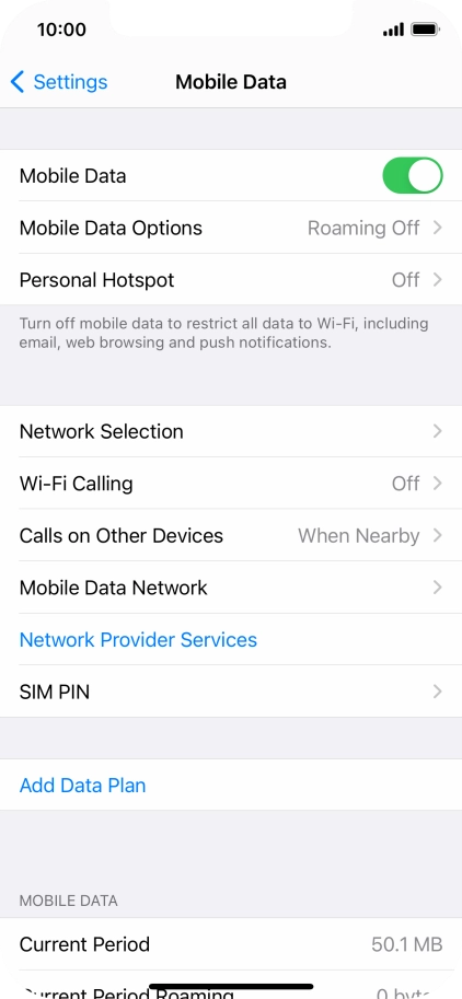Press Mobile Data Options.