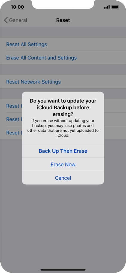 Press the required setting. Press the required setting.