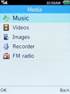 Select Music and press the Left selection key.