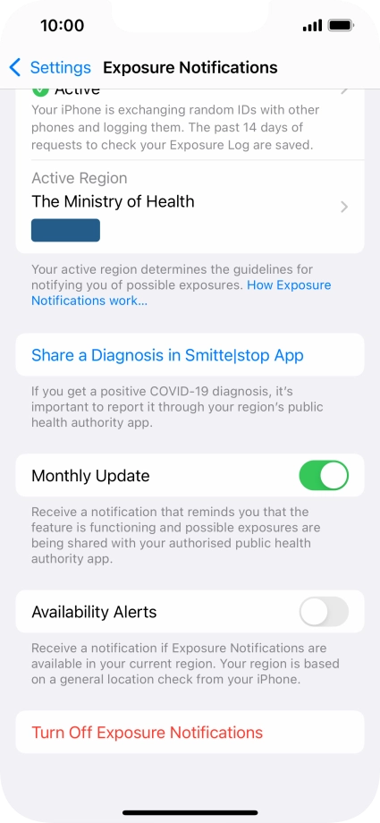 Press Turn Off Exposure Notifications. Press Turn Off Exposure Notifications.