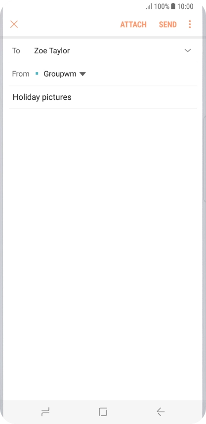 Press the text input field and write the text for your email message.