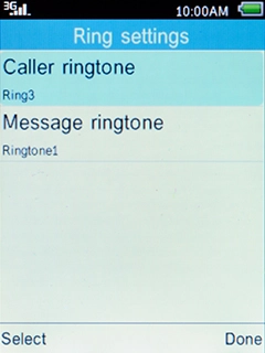 Select Caller ringtone and press the Left selection key.