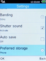 Select Preferred storage and press the Left selection key.