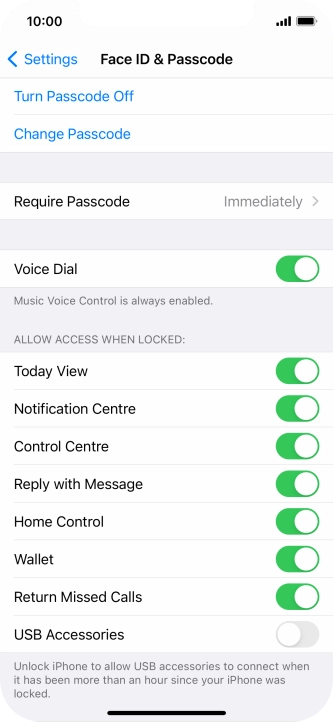 Press Turn Passcode Off and key in the phone lock code.