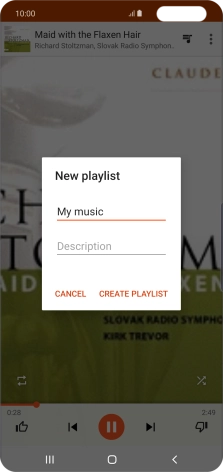 Key in a name for the playlist and press CREATE PLAYLIST. Key in a name for the playlist and press CREATE PLAYLIST.