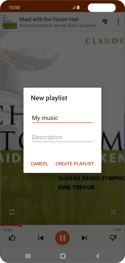 Key in a name for the playlist and press CREATE PLAYLIST. Key in a name for the playlist and press CREATE PLAYLIST.