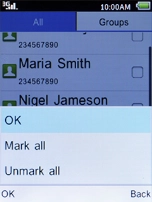 Select OK and press the Left selection key.
