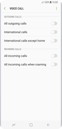 Press the indicator next to the required barring type.
