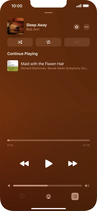 Press the shuffle icon to turn the function on or off.