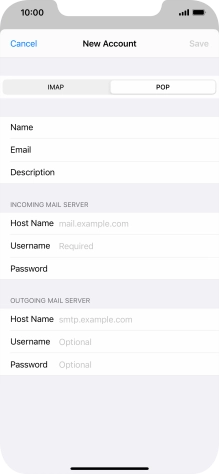 Press Host Name and key in the name of your email provider's incoming server.