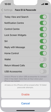 If you turn on the function, press Enable.