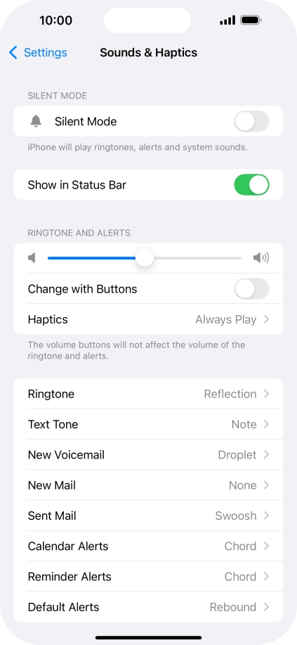 Press the indicator next to 