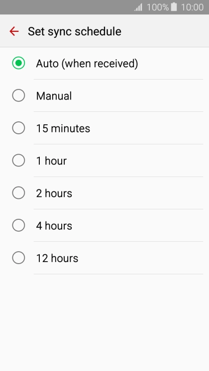 Press the required setting.