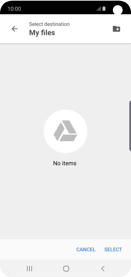 To create a new folder, press the new folder icon and follow the instructions on the screen to create a new folder.