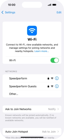 Press the required Wi-Fi network and key in the password for the Wi-Fi network.