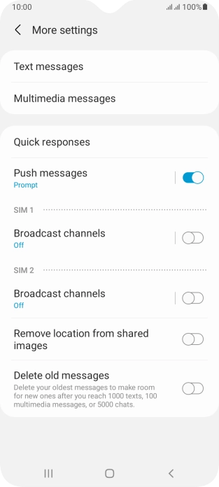 Press Text messages.