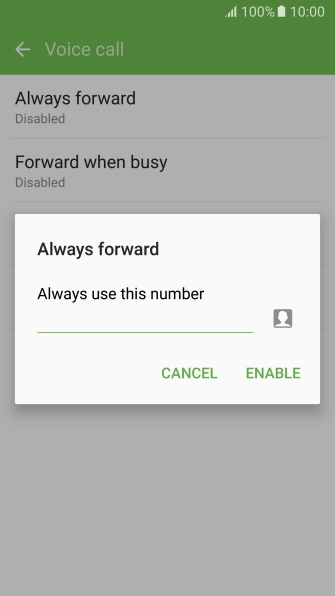 Key in (prefix) 5 (your phone number) and press ENABLE.