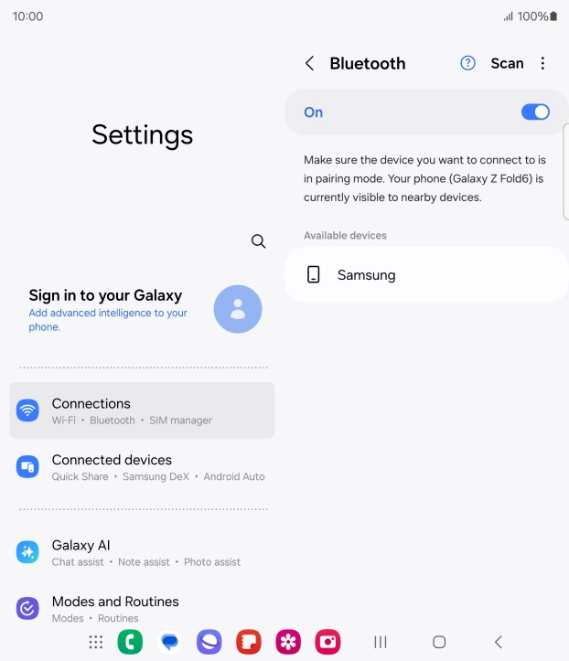Press the required Bluetooth device and follow the instructions on the screen to pair the device with your phone. Press the required Bluetooth device and follow the instructions on the screen to pair the device with your phone.
