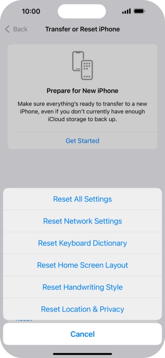 Press Reset All Settings.