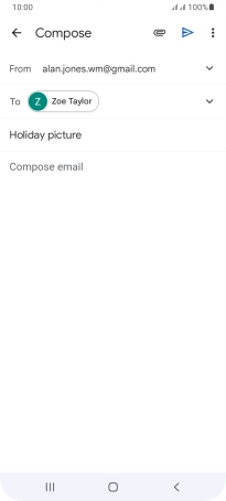 Press the text input field and write the text for your email message.