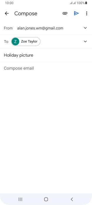 Press the text input field and write the text for your email message.