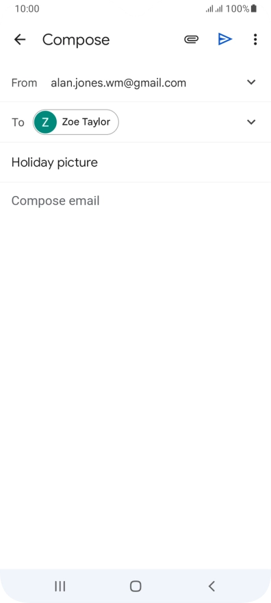Press the text input field and write the text for your email message.