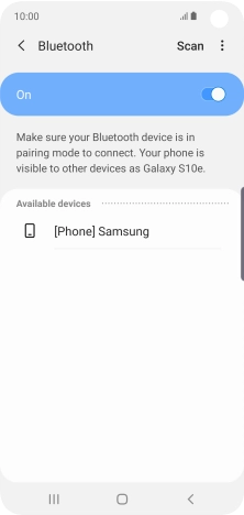 Press the required Bluetooth device and follow the instructions on the screen to pair the device with your phone.