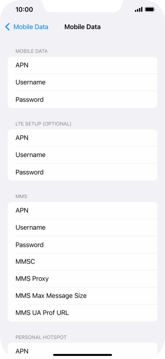 Press APN and key in live.vodafone.com.