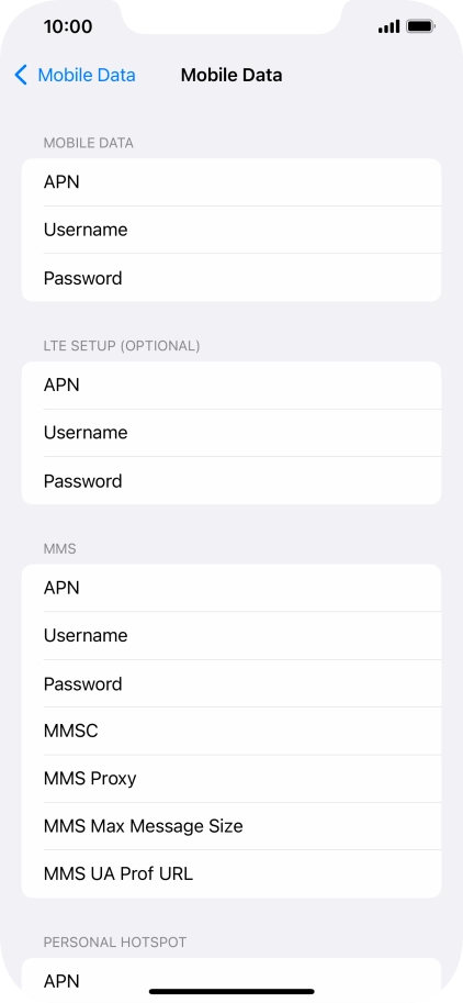 Press APN and key in live.vodafone.com.