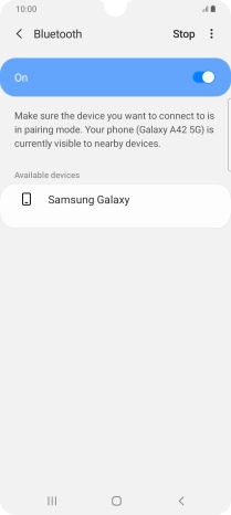 Press the required Bluetooth device and follow the instructions on the screen to pair the device with your phone.