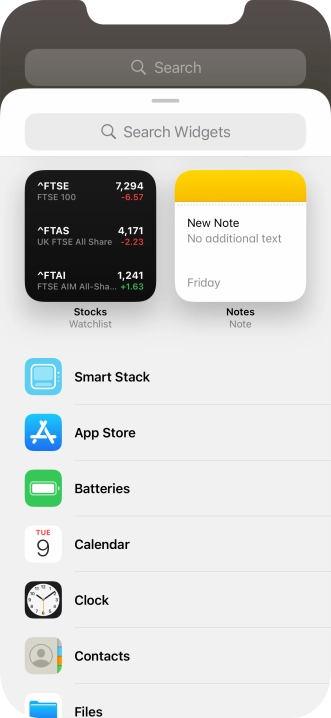 Press the required widget.
