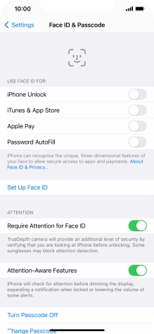 Press Turn Passcode Off and key in the phone lock code.