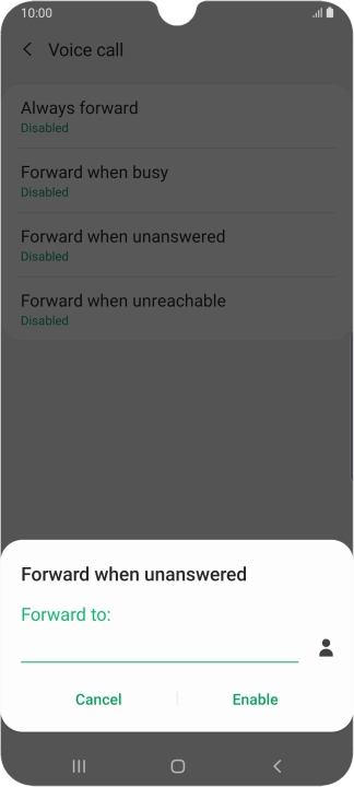 Key in (prefix) 5 (your phone number) and press Enable.