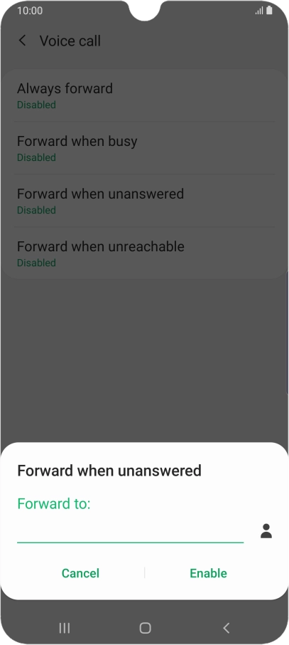 Key in (prefix) 5 (your phone number) and press Enable.
