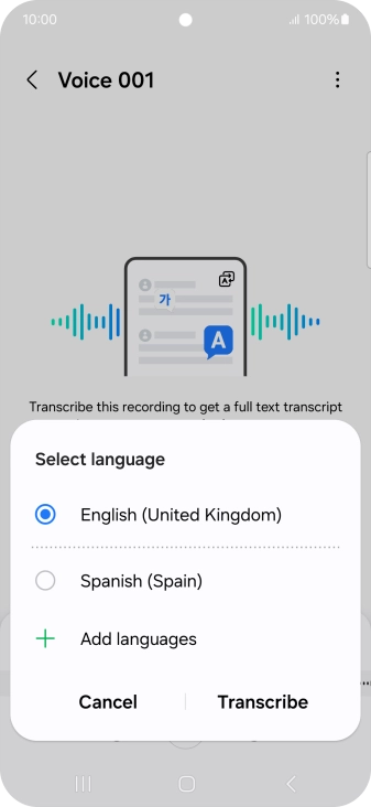 Press the recorded language.