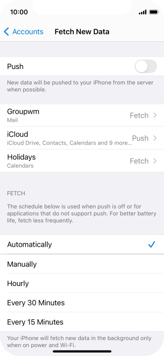 If you turn off the function, press the required setting.