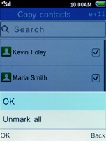 Select OK and press the Left selection key.