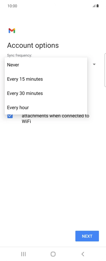 Press the required setting.