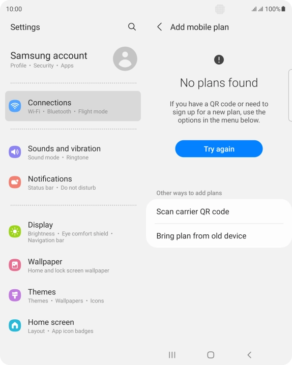 Press Scan carrier QR code.