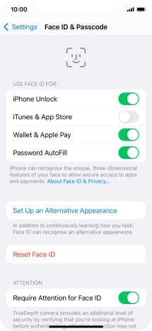 Press the indicators next to the required settings to turn them on or off.