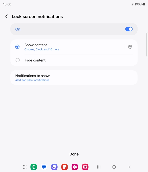 Press the required settings to turn them on or off.