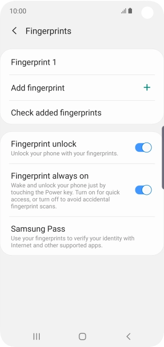 Press the indicators next to the required settings.