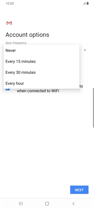 Press the required setting.