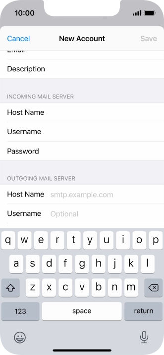 Press Host Name and key in mail.vodafone.ie.