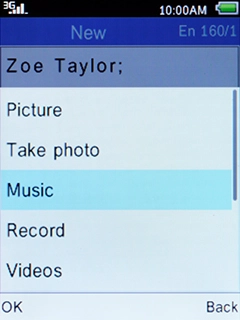 Select Music, press the Left selection key and go to the required folder.
