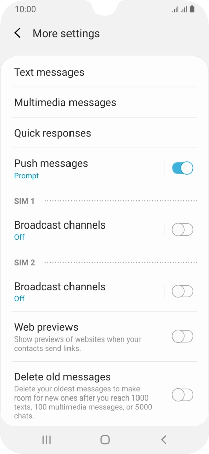 Press Text messages.