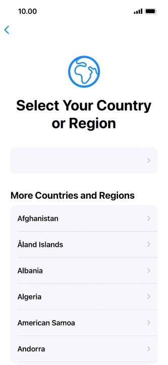 Press the required country or area.
