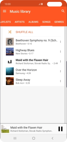 Press the song title at the bottom of the screen. Press the song title at the bottom of the screen.