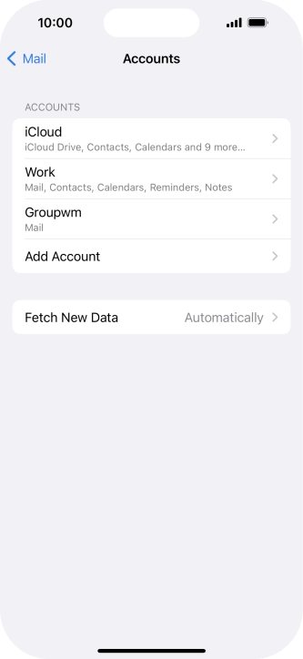 Press the name of the email account you've just set up.